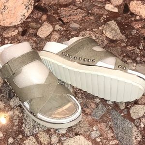 Gray Calf Hair Slides